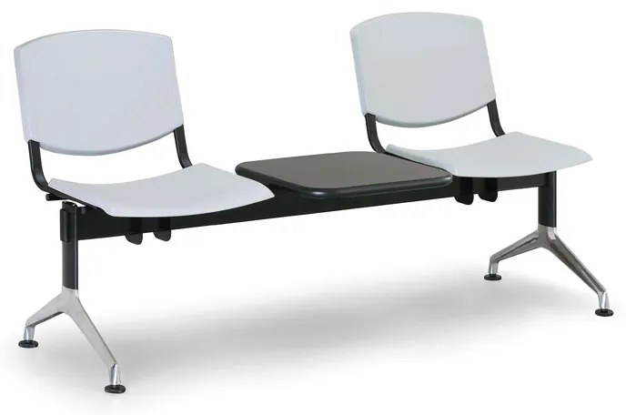 Design műanyag pad, 2 üléses + asztal, szürke