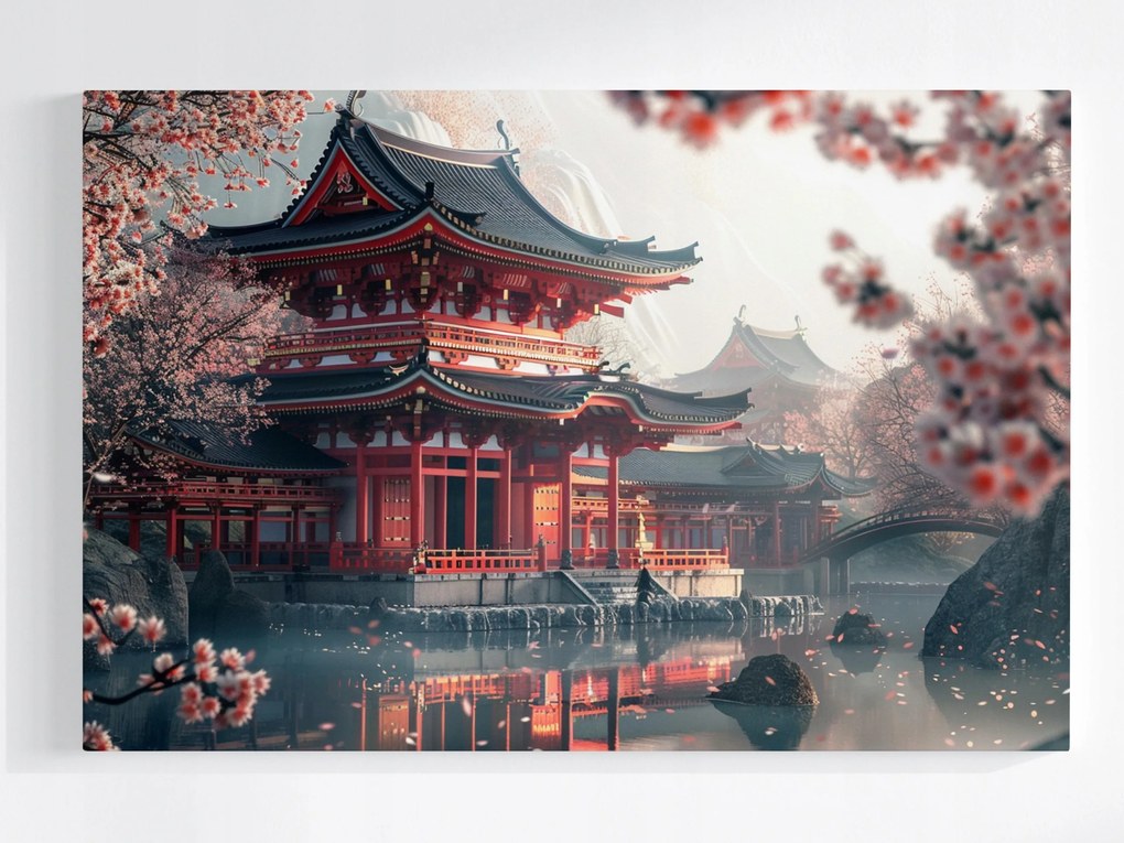 Vászonkép Canvas Kert Templom Pagoda Japán Ázsia Cseresznye 60x40