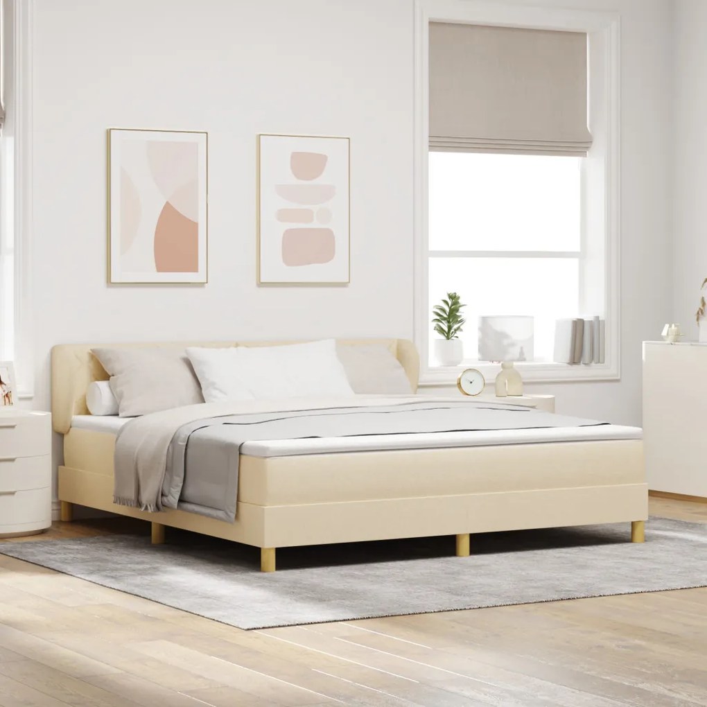 Boxspring Ágy Matraccal - Krém - 180x200 cm - Szövet