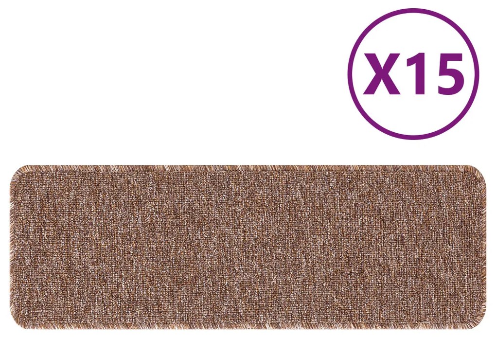 Csúszásmentes Lépcsőszőnyegek 15 pcs Barna 60 x 25 cm PP