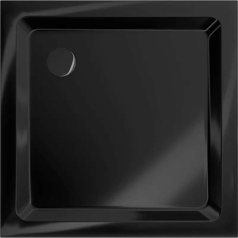 Mexen SLIM - Négyzet alakú zuhanytálca 80x80x5cm + fekete szifon, fekete, 40708080B