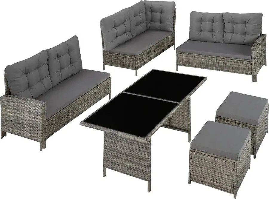 Avenberg BARLETTA Nagy luxus kerti rattan szett - szürke/sötétszürke