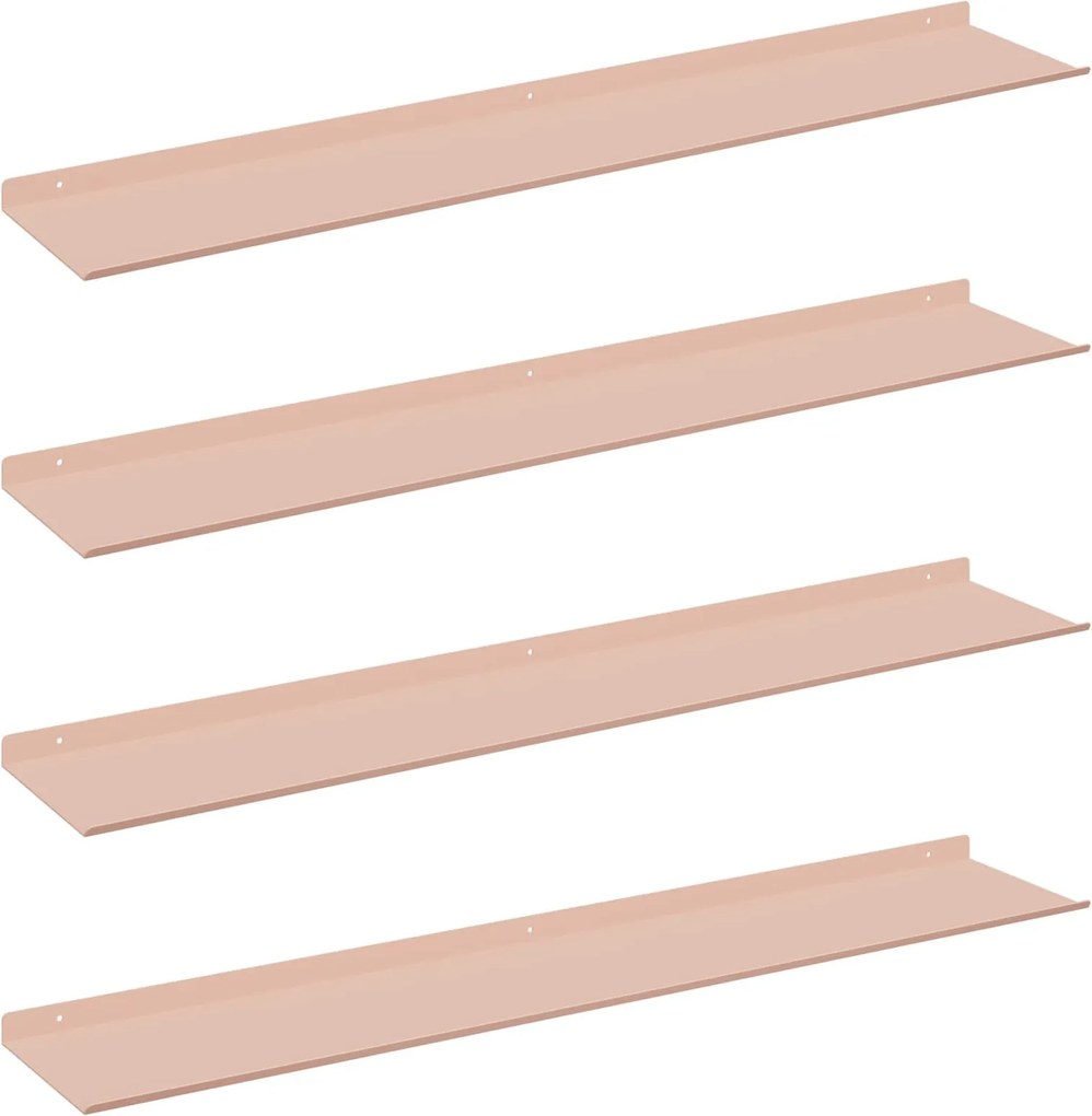 vidaXL Lebegő polc 4 pcs Rózsaszín 100 x 18 x 2,5 cm Acél