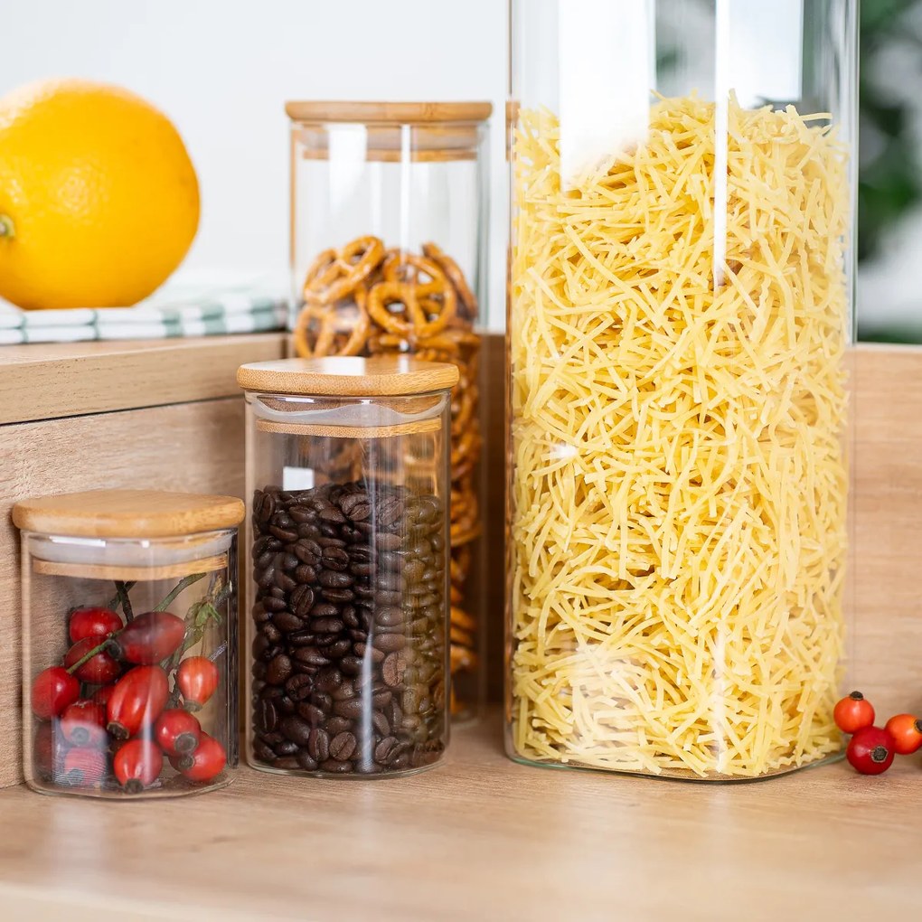 4Home Üveg élelmiszer tároló fedéllel Bamboo, 2000 ml