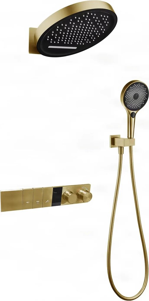 Zuhanyrendszer ELITE EDITION BSC1305 falba süllyesztett kivitelben, termosztáttal és LED-kijelzővel, többféle felülettel