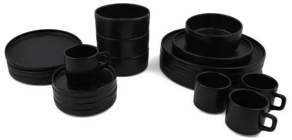 20 darabos étkészlet, fekete/kőkerámia