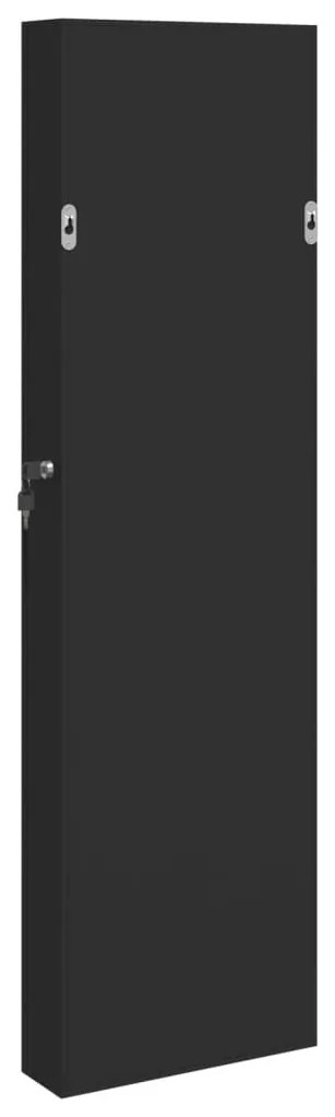 fekete falra szerelhető tükrös ékszerszekrény 30x8,5x106 cm