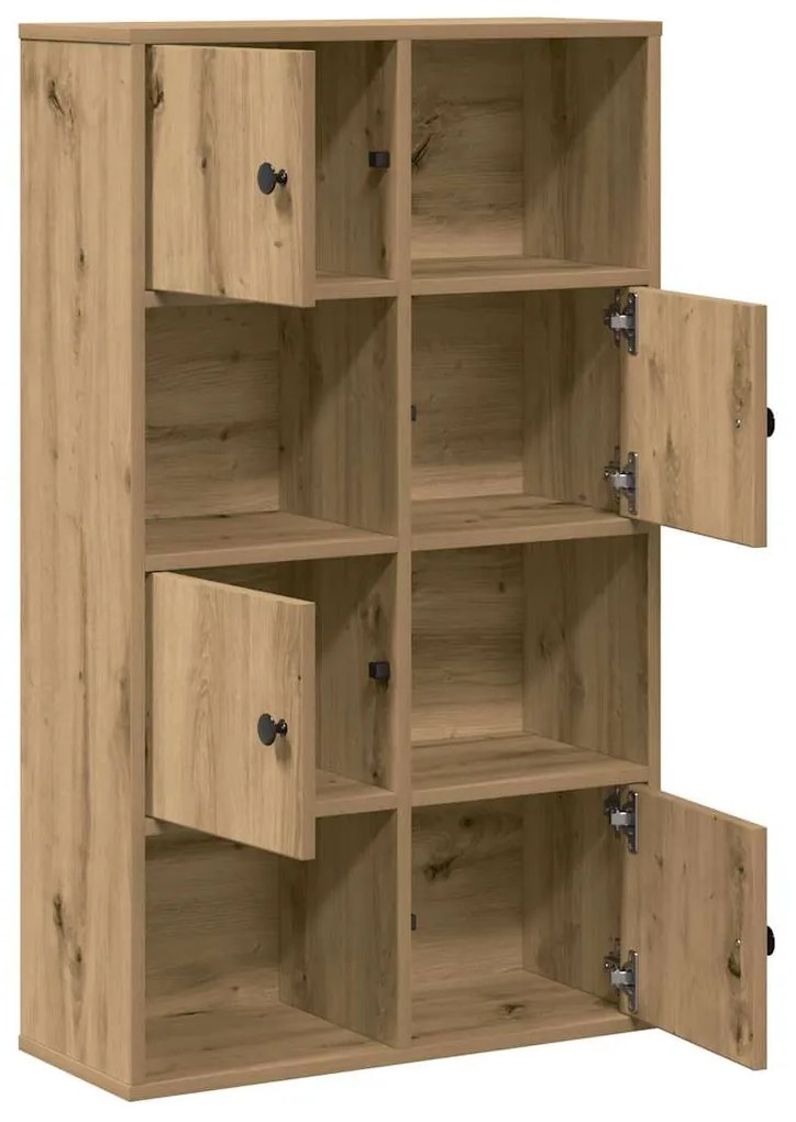 kézműves tölgy színű szerelt fa könyvespolc 60x24x101,5 cm
