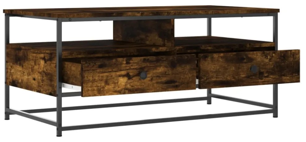 füstös tölgy színű szerelt fa dohányzóasztal 100 x 51 x 45 cm