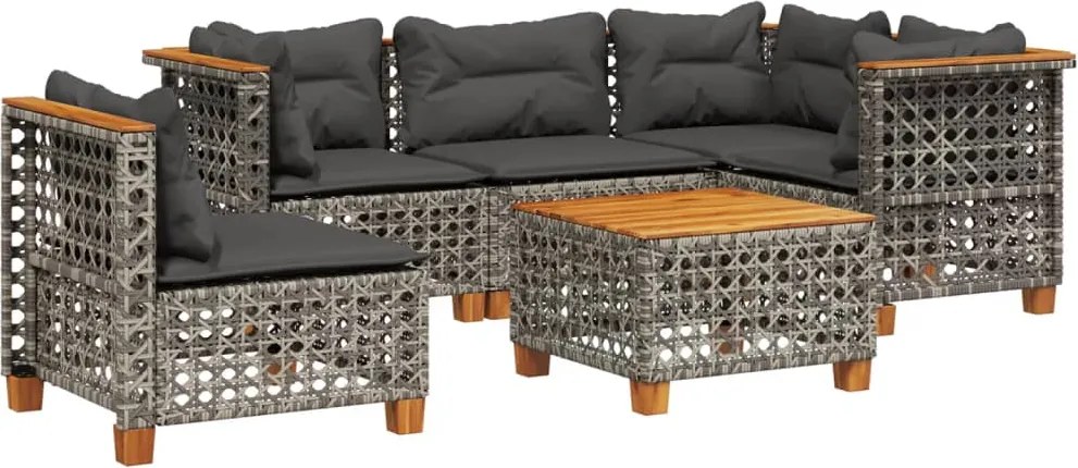 vidaXL 6 részes szürke polyrattan kerti ülőgarnitúra párnákkal