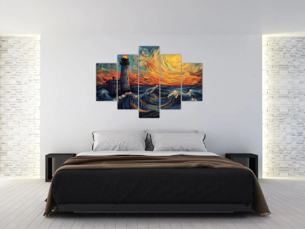 Kép - Világítótorony a hullámokban (150x105 cm)