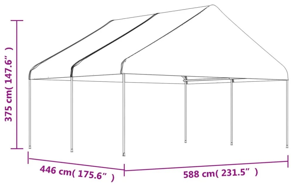 fehér polietilén pavilon tetővel 4,46 x 5,88 x 3,75 m