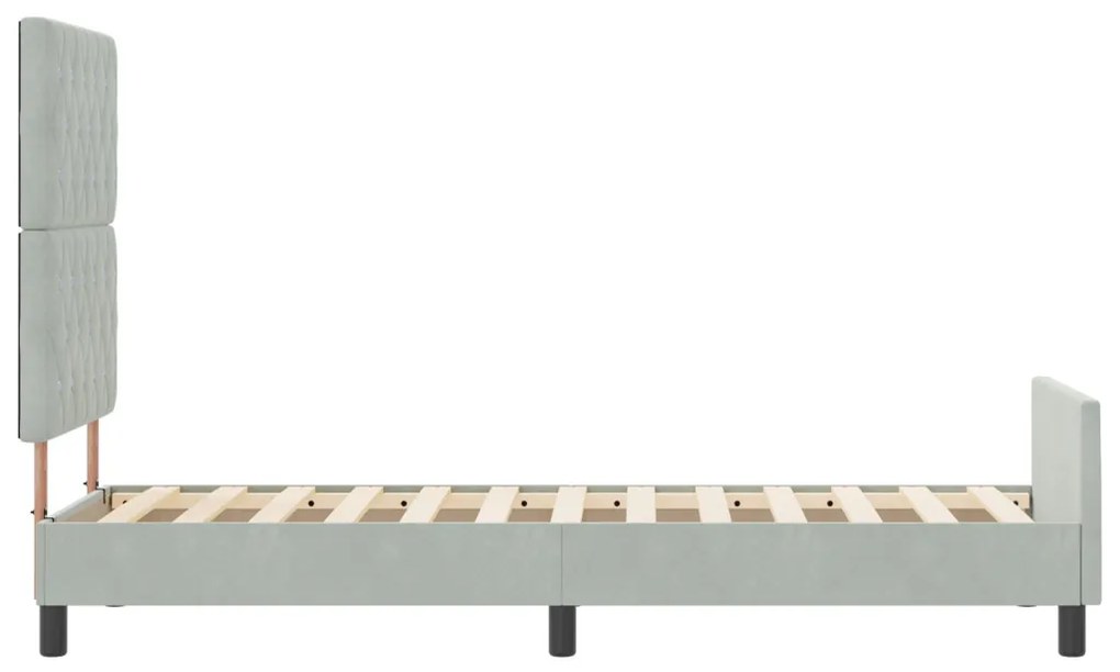 Világosszürke Bársony Ágykeret 80x200 cm