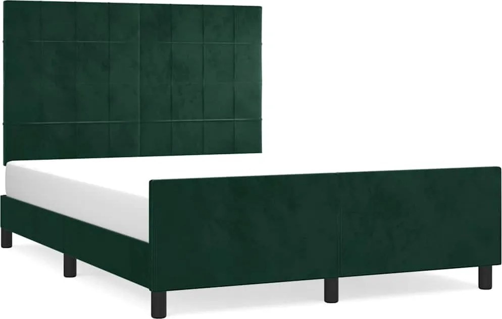 vidaXL sötétzöld bársony ágykeret matrac nélkül 140 x 190 cm