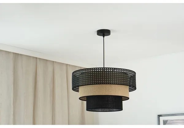 Brilagi - DAKOTA LUNETA lógó 1xE27/15W/230V, 45 cm, fekete/rattan