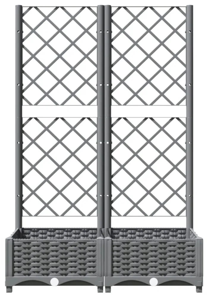 világosszürke PP rácsos kerti ültetőláda 80 x 40 x 121,5 cm