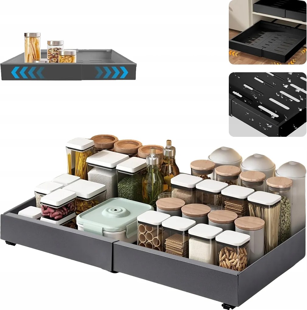 Organizer Teleszkópos Fiók Állítható, Kihúzható 32-52x42x7,5 CM Fém