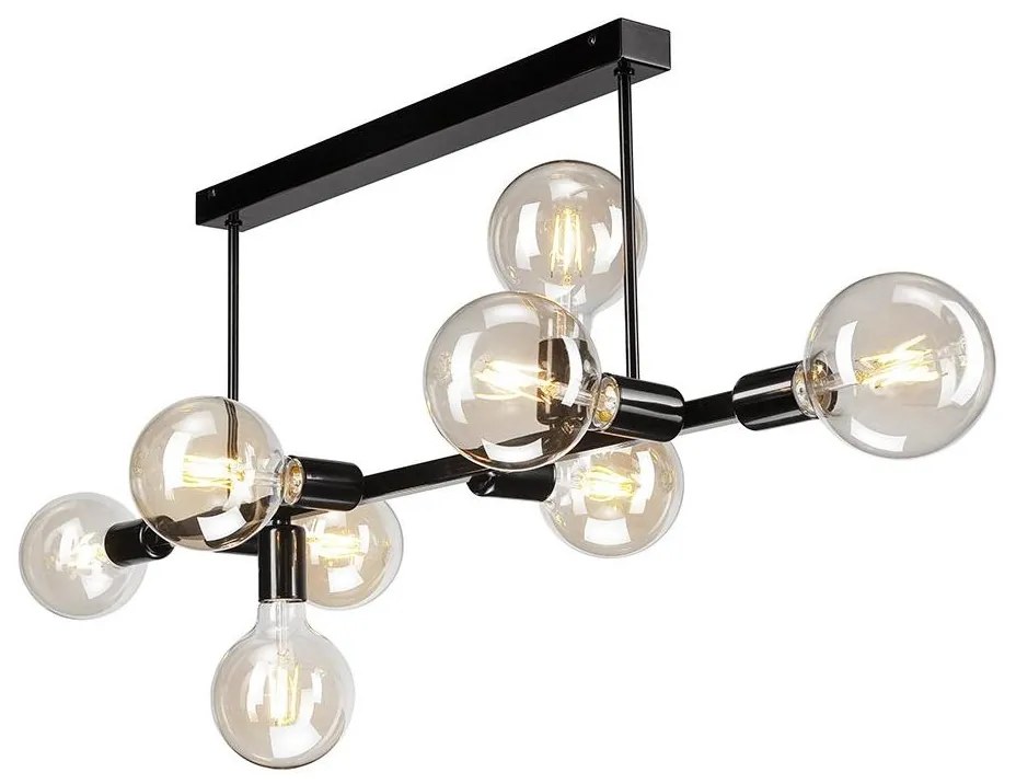 Lamkur Csillár rúdon ASTRID 8xE27/60W/230V fekete LA42879