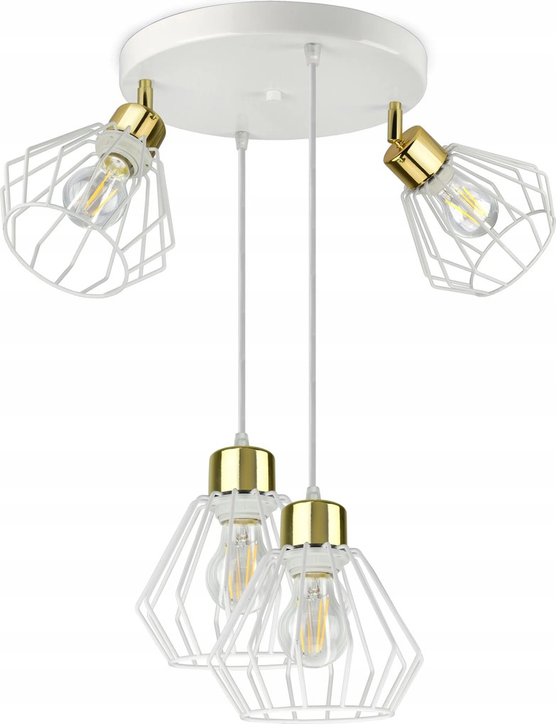 Lámpa Plafon Csillár Glamour Fehér Arany Led