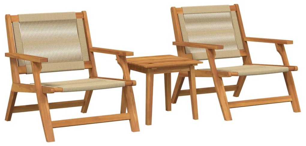 Kerti Székek Asztallal 3 pcs Bézs 45 x 45 x 40 cm Tömör akácfa