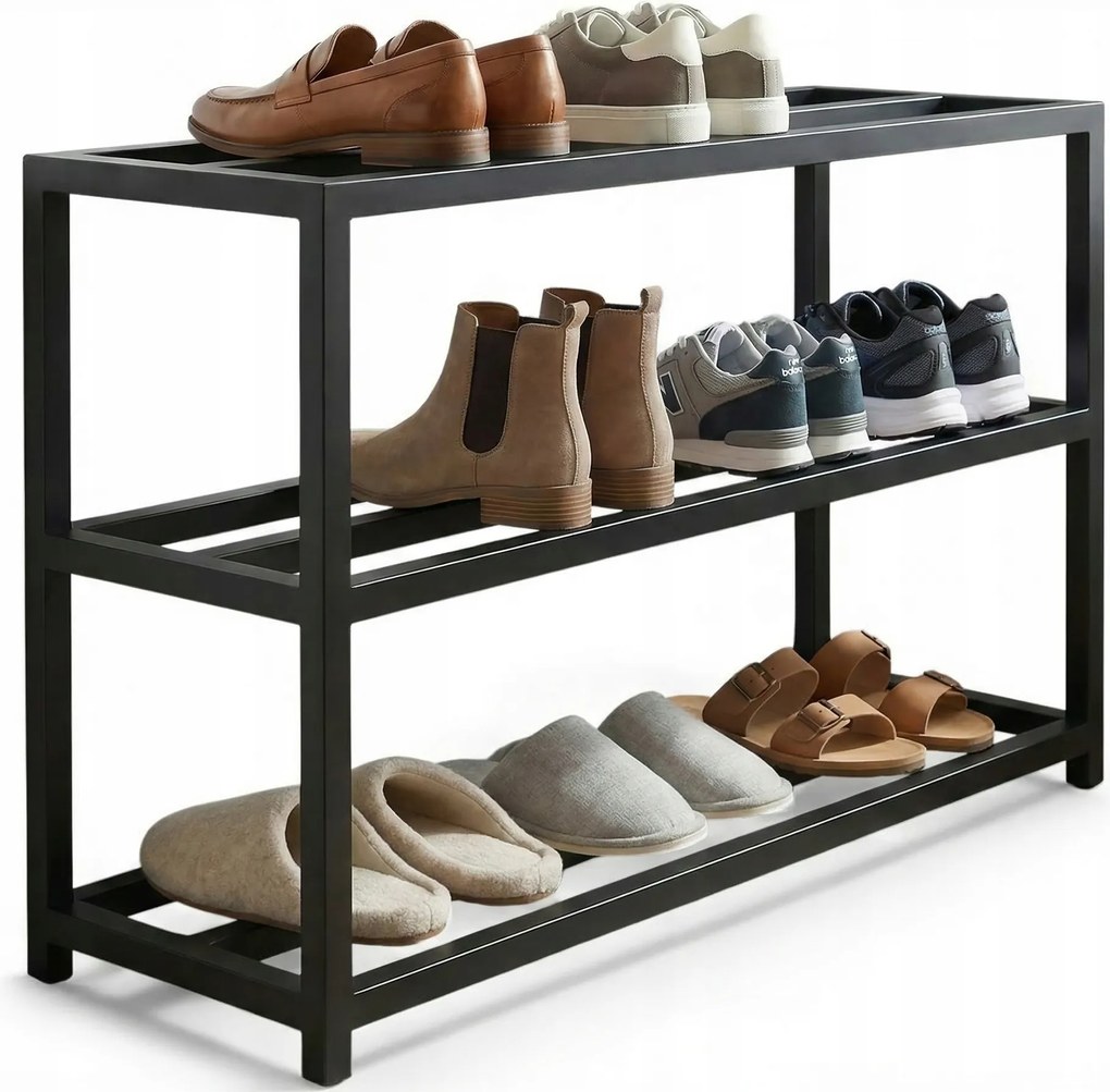 Állvány Szekrény Cipőtartó polc 3 szintes Loft ipari rendszerező 80cm