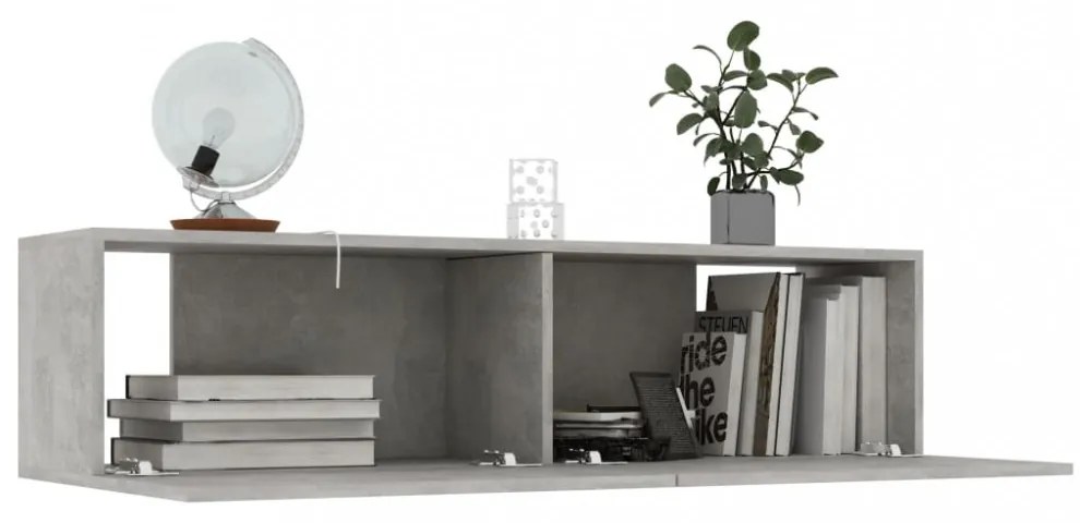 betonszürke szerelt fa TV-szekrény 120 x 30 x 30 cm