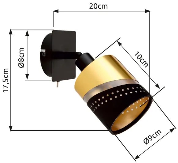 Globo 54046-1 - Fali spotlámpa OR 1xE14/25W/230V fekete/arany