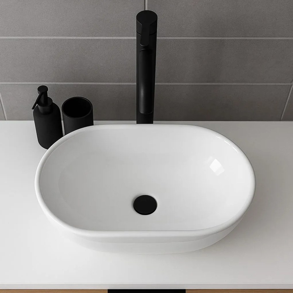 Erga Della, pultra szerelhető mosdó 475x340x140 mm, fényes fehér, ERG-V03-DELLA48-WH