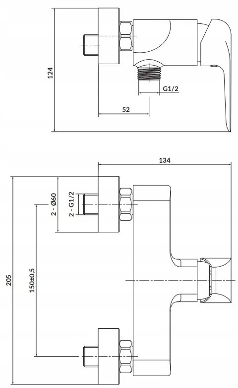 Cersanit City, fali zuhanycsaptelep, króm, S951-352