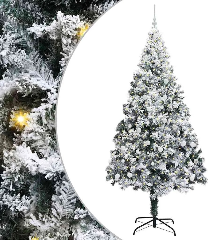 vidaXL Mű karácsonyfa 300 LED-del Fehér 240 cm PVC és Acél és Műanyag