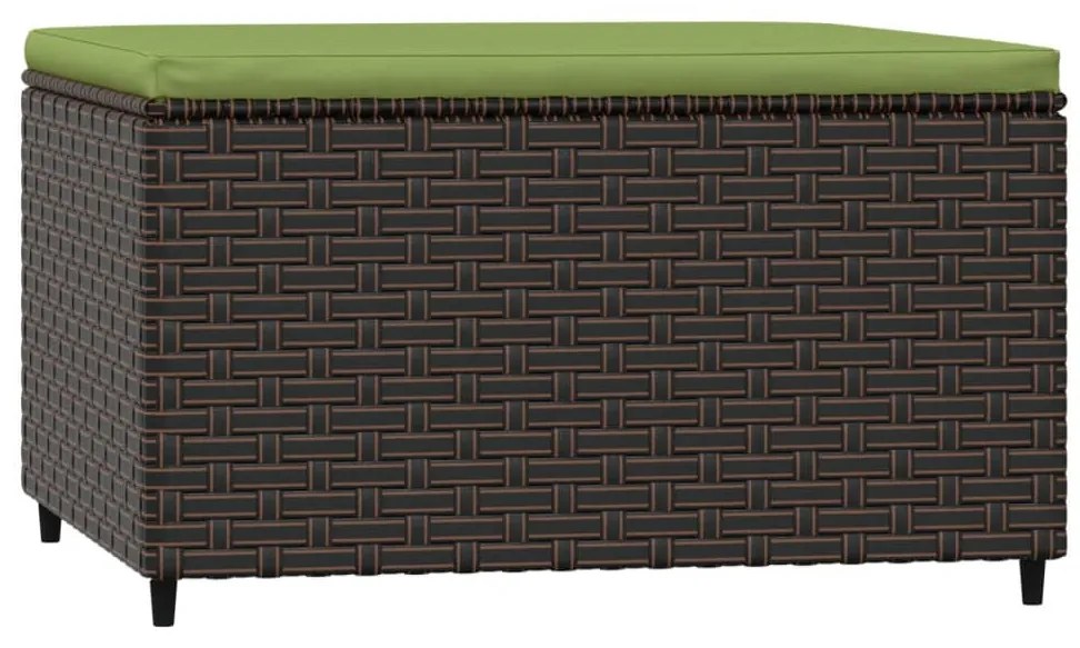 Barna polyrattan kerti lábtartó párnával