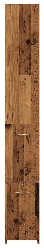 antik fa színű szerelt fa fürdőszobaszekrény 25x25x170 cm