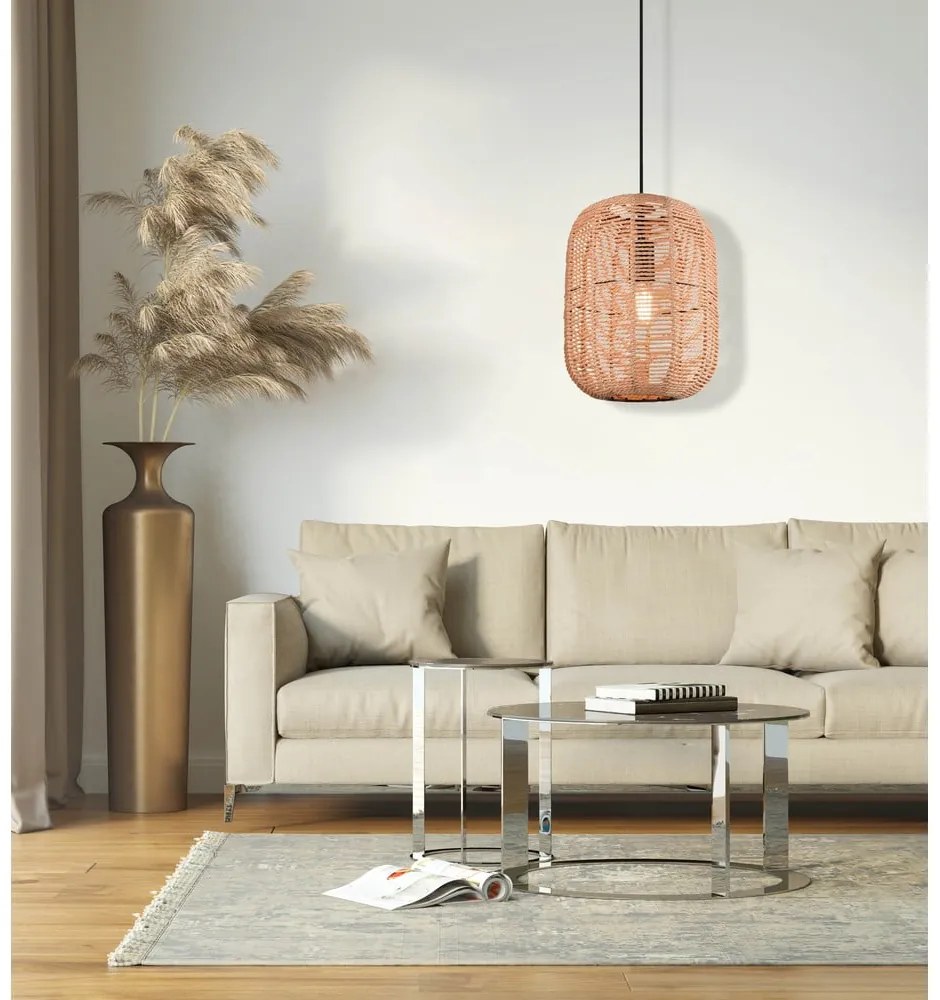 Világosbarna függőlámpa textil búrával ø 35 cm Runa – Trio