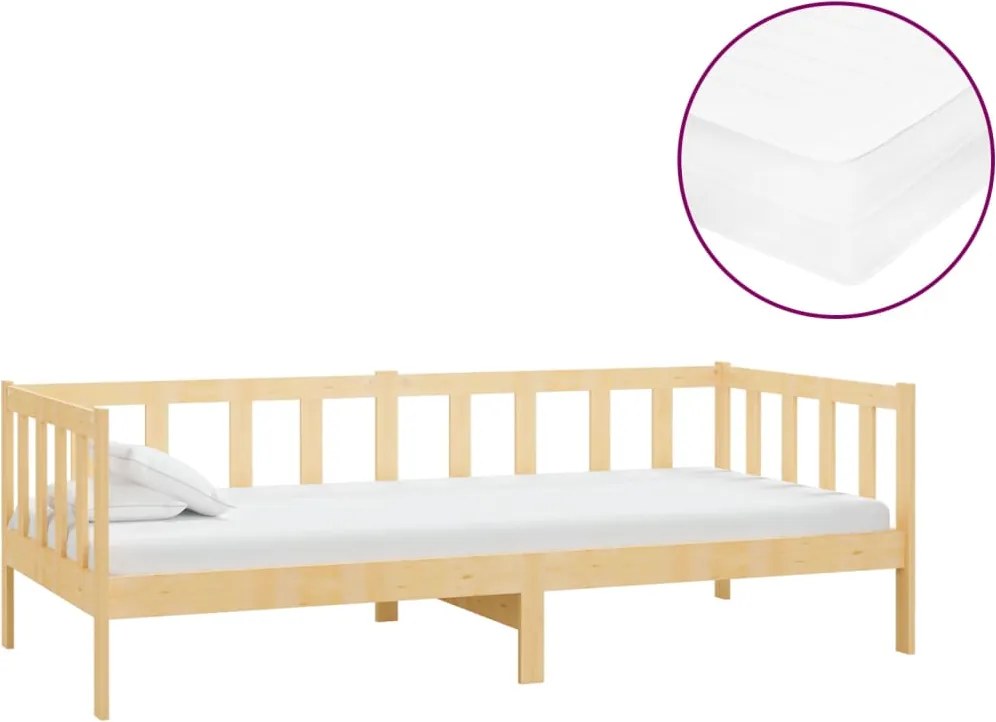 vidaXL tömör fenyőfa dívány matraccal 90 x 200 cm