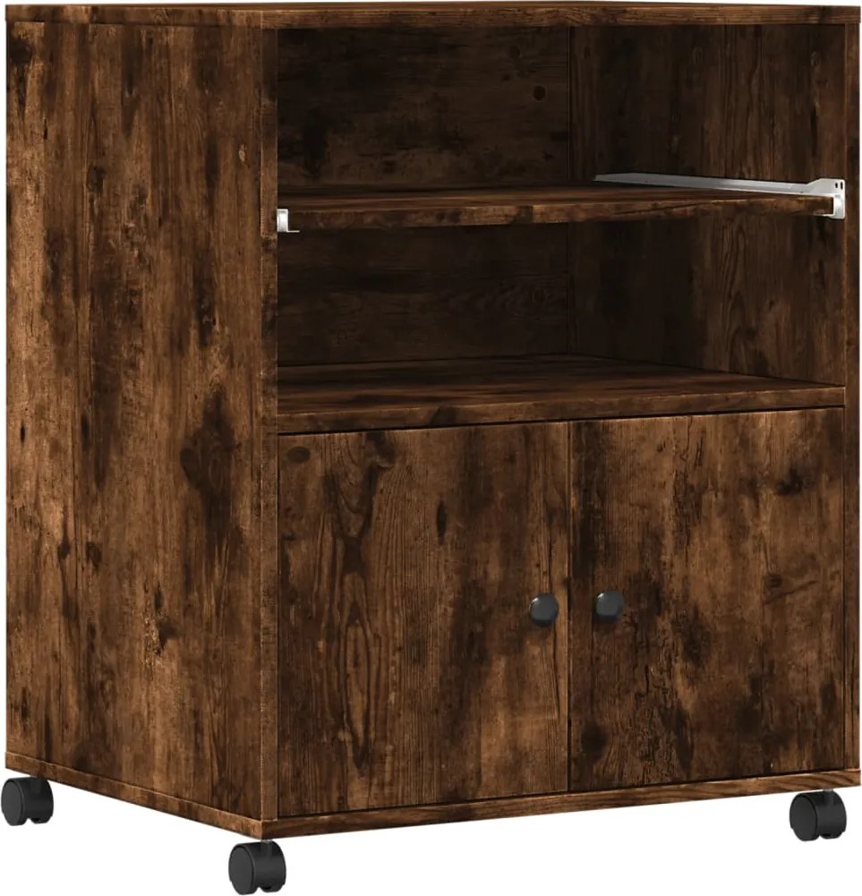 vidaXL füstös tölgy színű nyomtatóállvány kerekekkel 60x48x74 cm