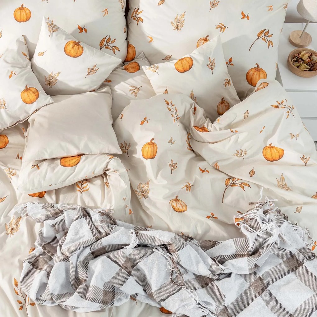 Goldea pamut ágyneműhuzat - őszi tökök és levelek 140 x 220 és 70 x 90 cm