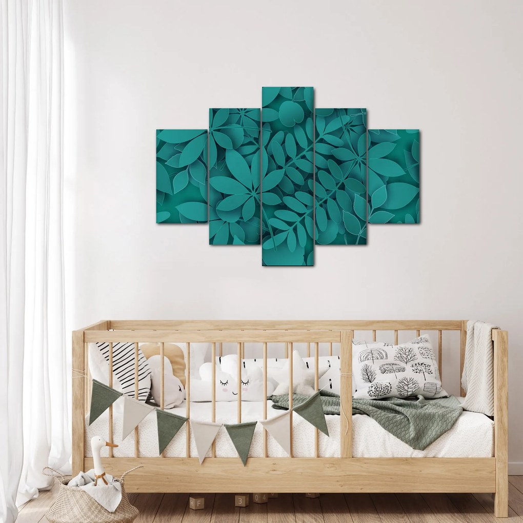Kép - Türkiz levelek (150x105 cm)