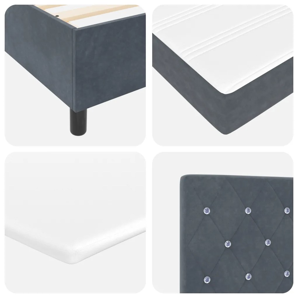 Boxspring Ágy Mattal Sötétszürke 180x200 cm Bársony