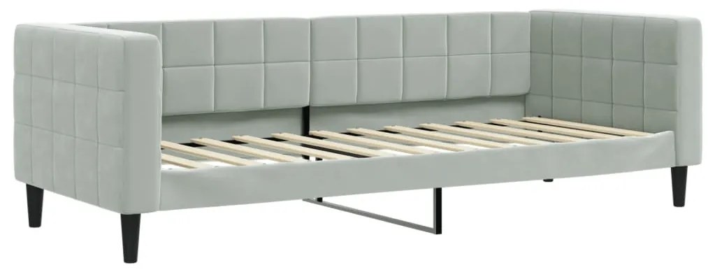 világosszürke kihúzható bársony heverő 90 x 200 cm