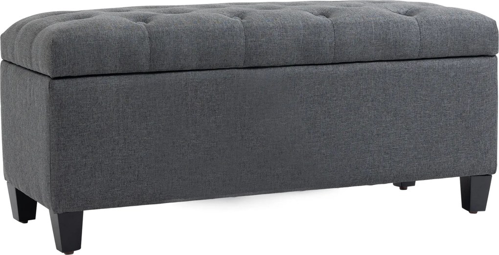 HOMCOM Kárpitozott Pad Tárolórekesszel - Sötétszürke - 100 x 40 x 44 cm | Aosom