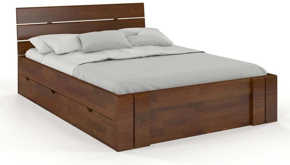 Franciaágy 160 cm Tosen High Drawers (Fenyő). 800208