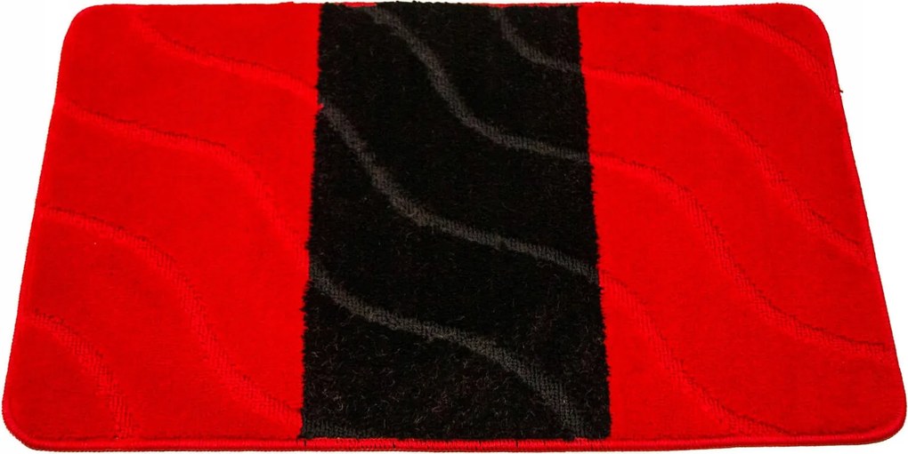 Fürdőszobaszőnyeg Csúszásgátló Fekete Szürke Puha Hullámok Fiori 50x80 cm