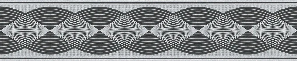 Border Fali Díszcsík Geometrikus Minta Szürke