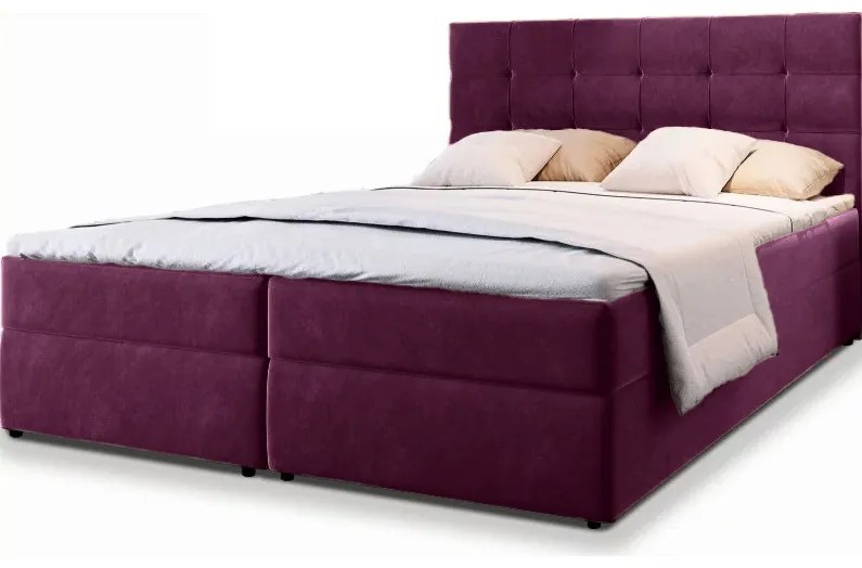 Kárpitozott boxspring ágy GLORIEN 160x200 cm bíborszínű Matrac: Bonell rugós matrac