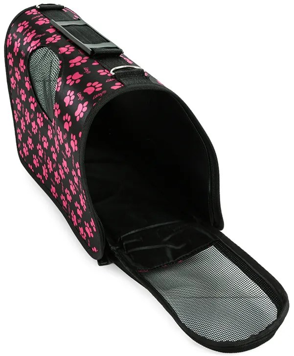 Szállítótáska kutya/macskának FURGO XL, fekete-rózsaszín