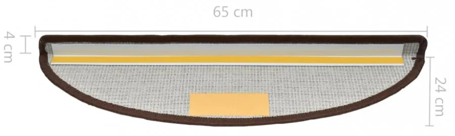 15 darab kávébarna lépcsőszőnyeg 65 x 24 x 4 cm