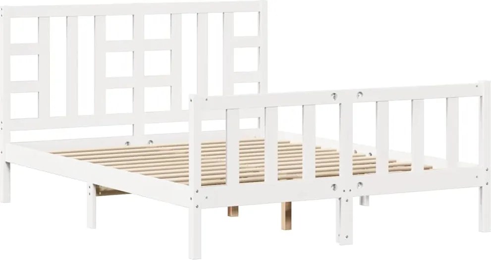 vidaXL fehér tömör fa ágykeret fejtámlával King Size