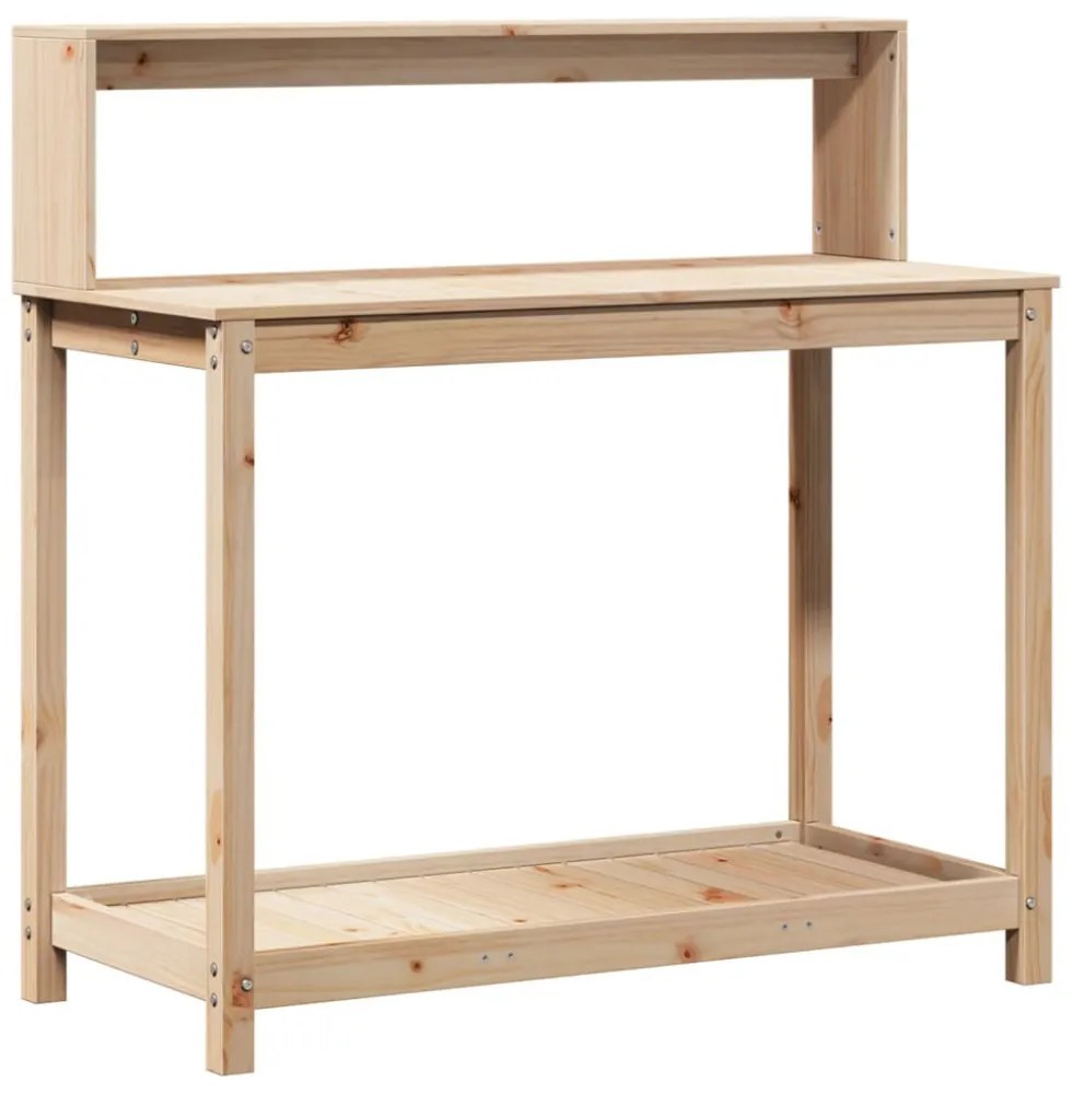 tömör fenyőfa ültetőasztal polccal 108 x 50 x 109,5 cm
