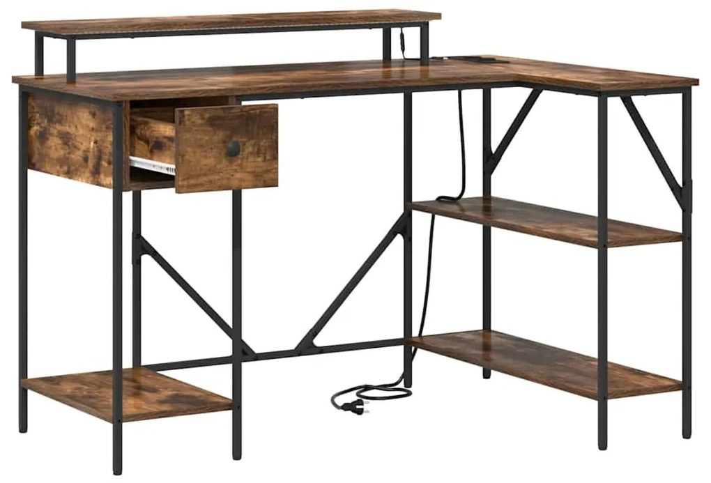 Asztal fiókkal Füstölt tölgy 120 x 79 x 86.5 cm Faanyag