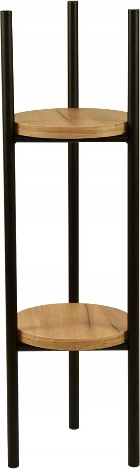 Virágtartó állvány fém 2 virág polc tölgy craft arany loft állvány